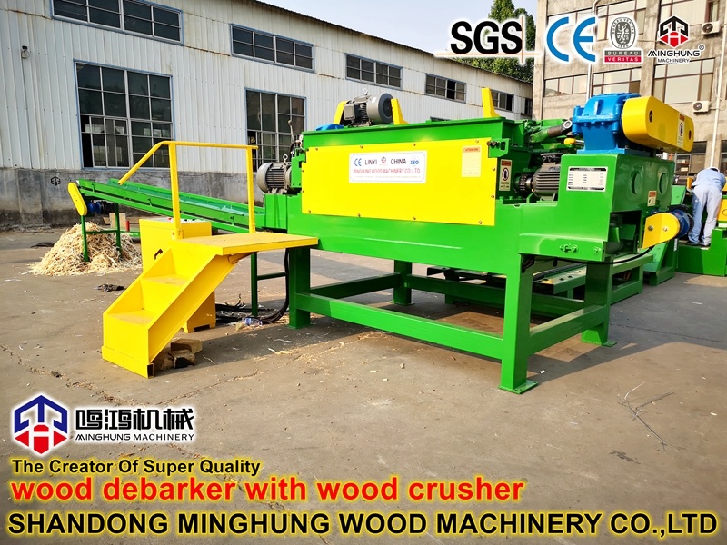 Wood Log Debarking Machine with Chipper